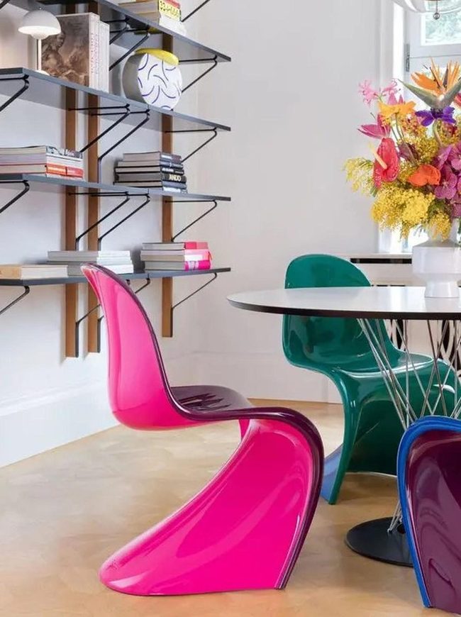 Colorful Chairs Round Table Sunlit