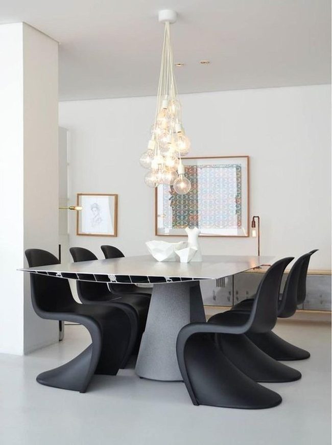 Black Chairs, White Minimalist Dining