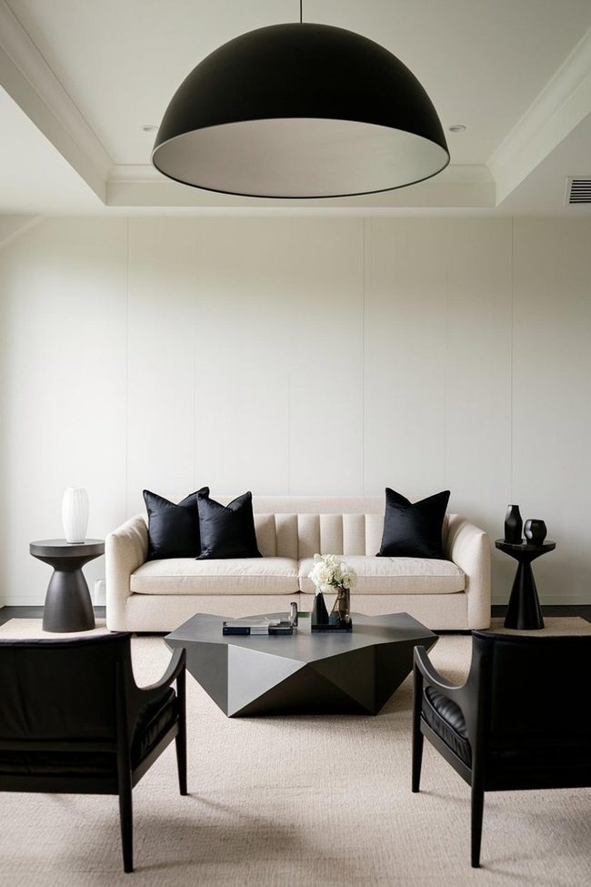 Beige Couch Bold Black Contrast