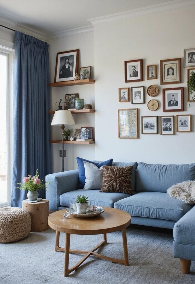 Blue And Grey Room With Personal Stories