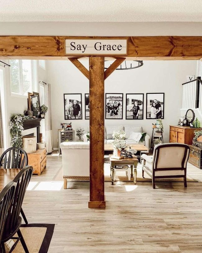 Cream Sofa Meets Wooden Beams