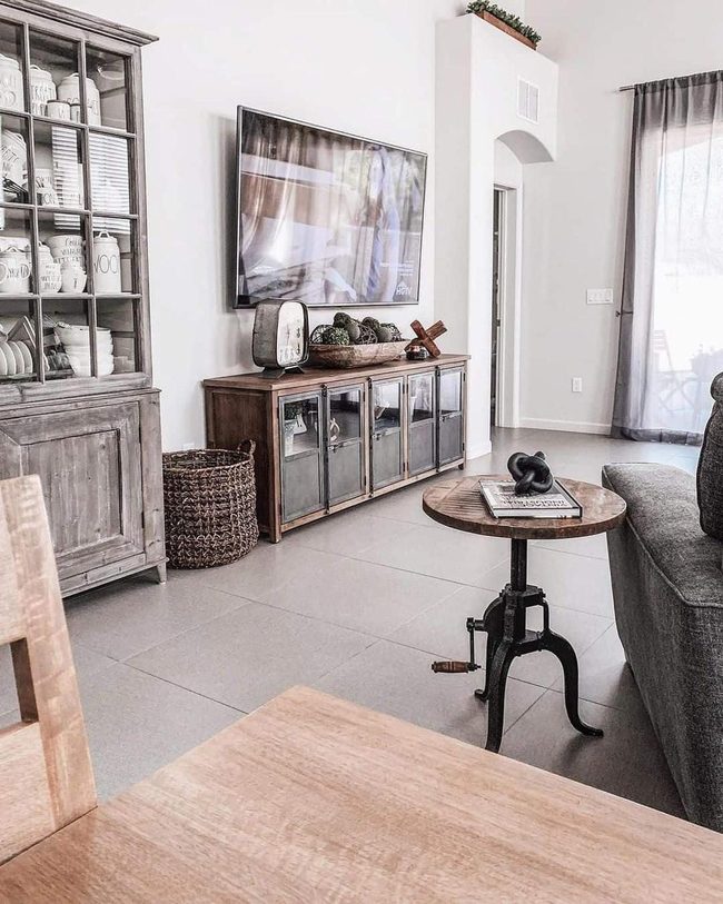 Industrial Wood And Metal Pedestal Table