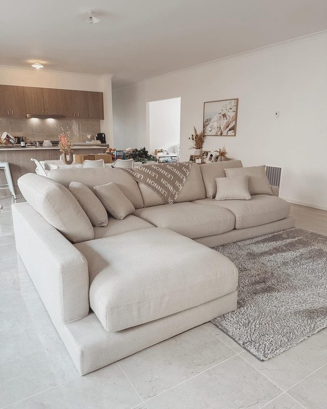 Beige Sectional With Layered Comfort