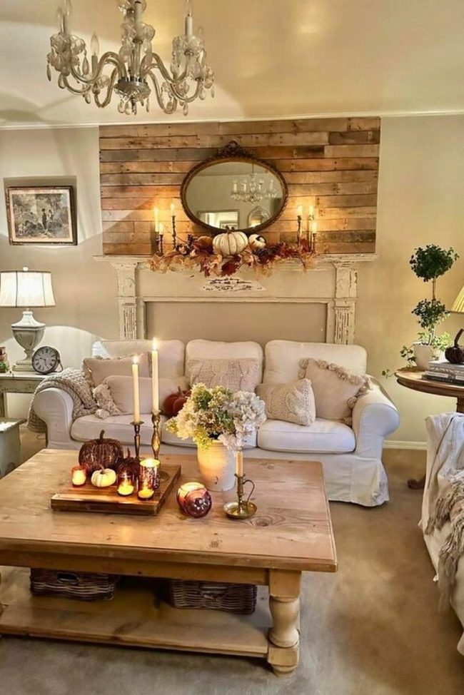 Burnt Orange Pumpkins and Brass Candlelight