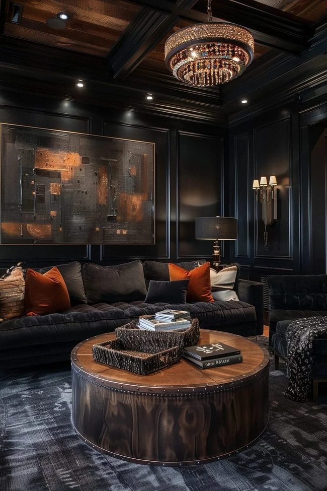 Black Walls Orange Statement Luxury
