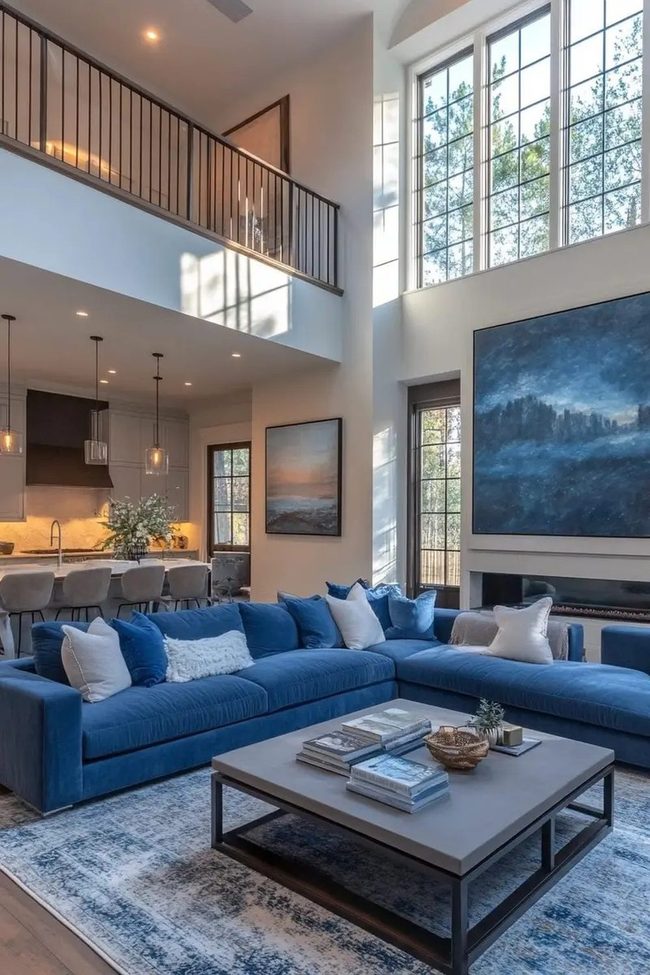 Deep Blue Statement Sofa