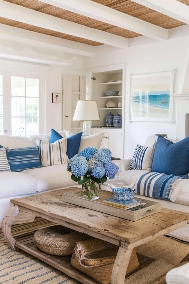 Blue And White Fabric Layers
