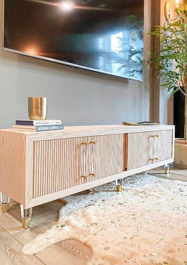 Gold Hardware Light Wood Living Space
