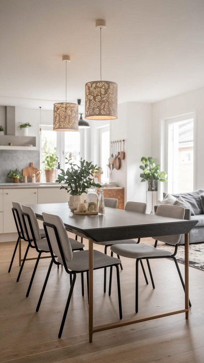 Pendant Lights Define Small Dining Spaces