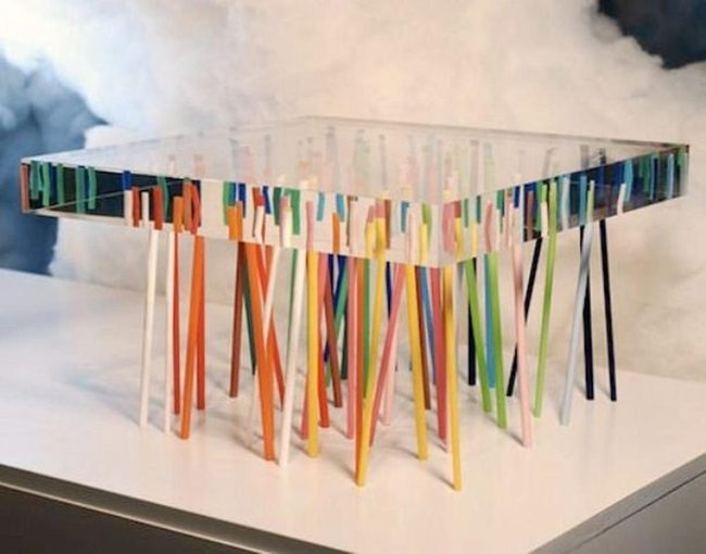 Colorful Sticks Under Glass