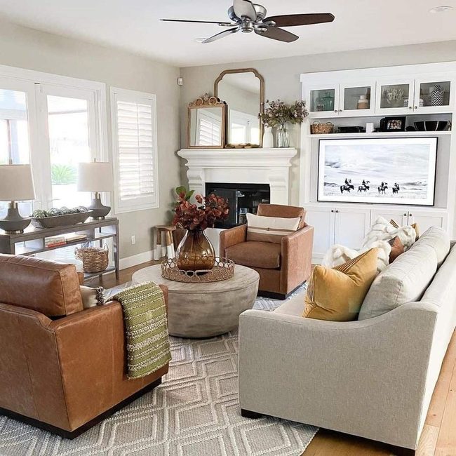 Rich Brown Leather Seating Statement