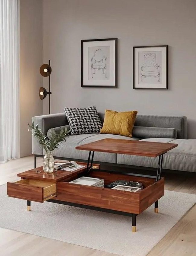 Mustard Cushions Against Gray Calm
