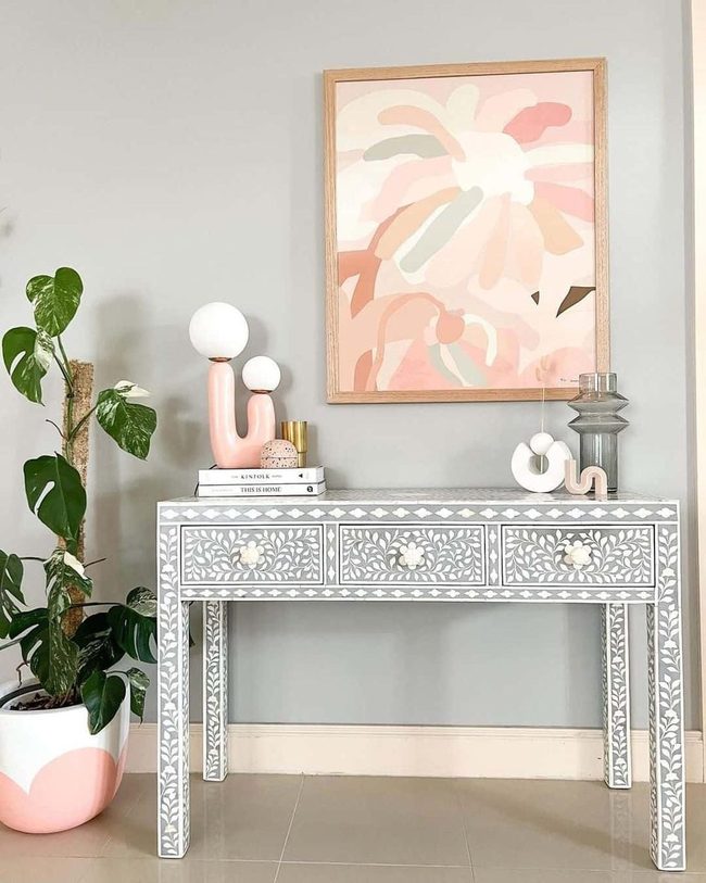 Soft Pink And White Entryway