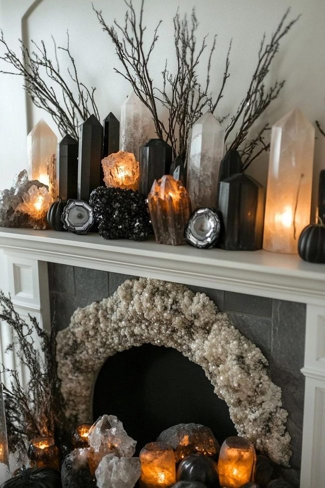 Fireplace Crystals Catch Flickering Light
