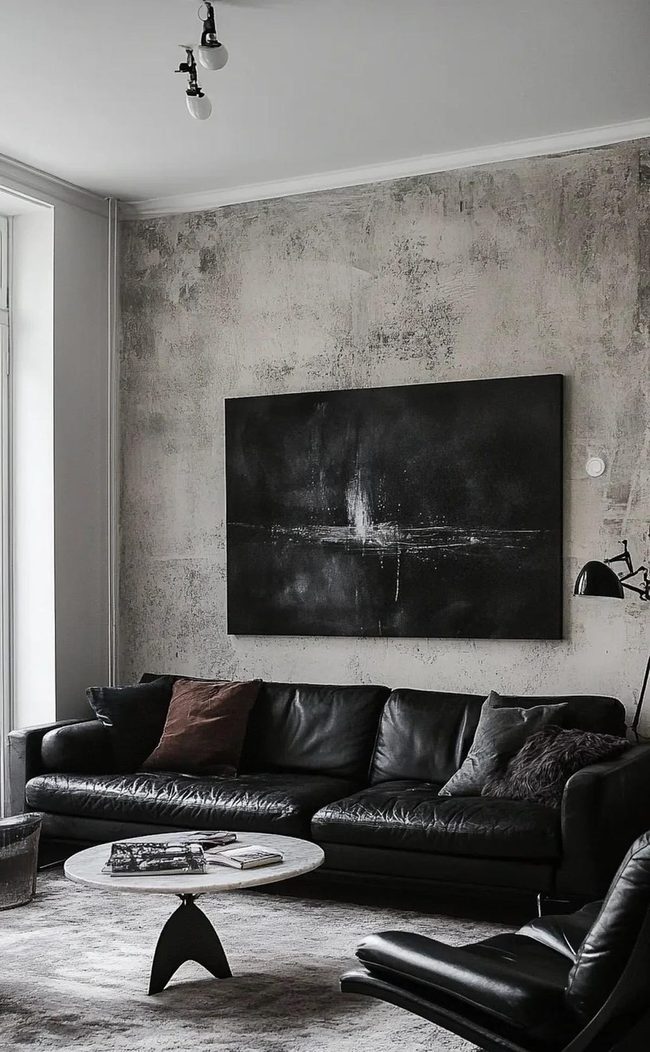 Black Sofa Glass Coffee Table Pairing