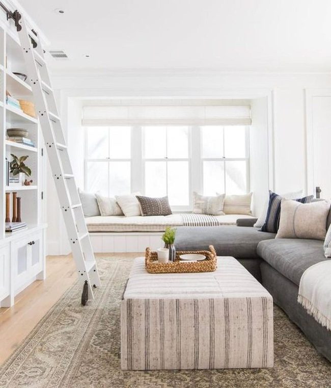 Sunlit Gray And Wood Library