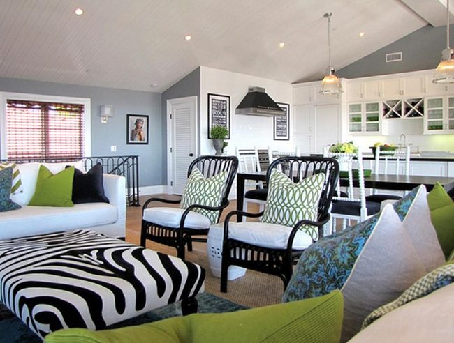 Green And Blue Contemporary Living Room