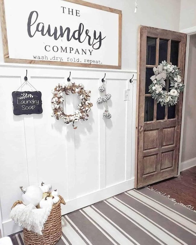 White Board And Batten Farmhouse Laundry