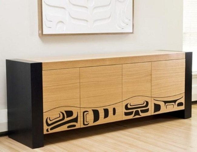 Black-Edged Wood Cabinet Modern Living