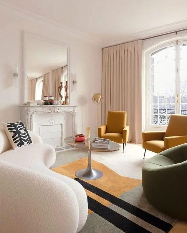 Mustard Chairs Brighten Open Living Room