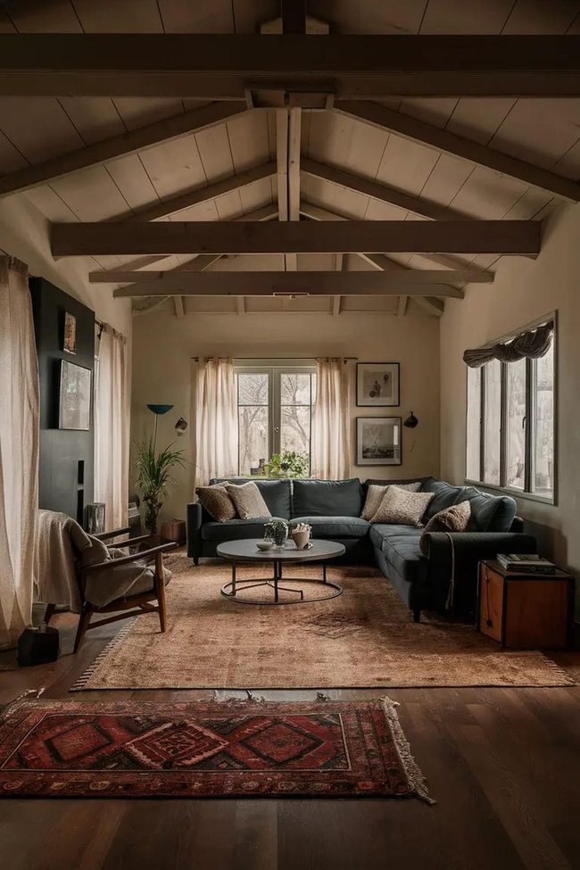 Multiple Rugs Define Open Living Zones
