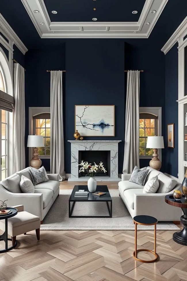 Navy and White Cinematic Lounge