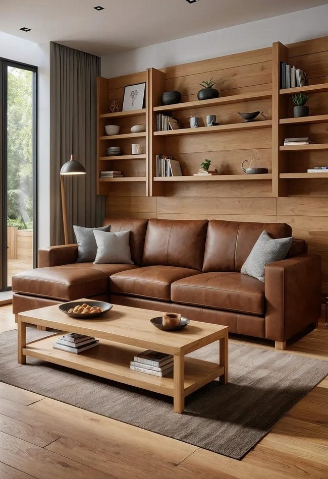 Brown Leather With Organic Walnut Tones