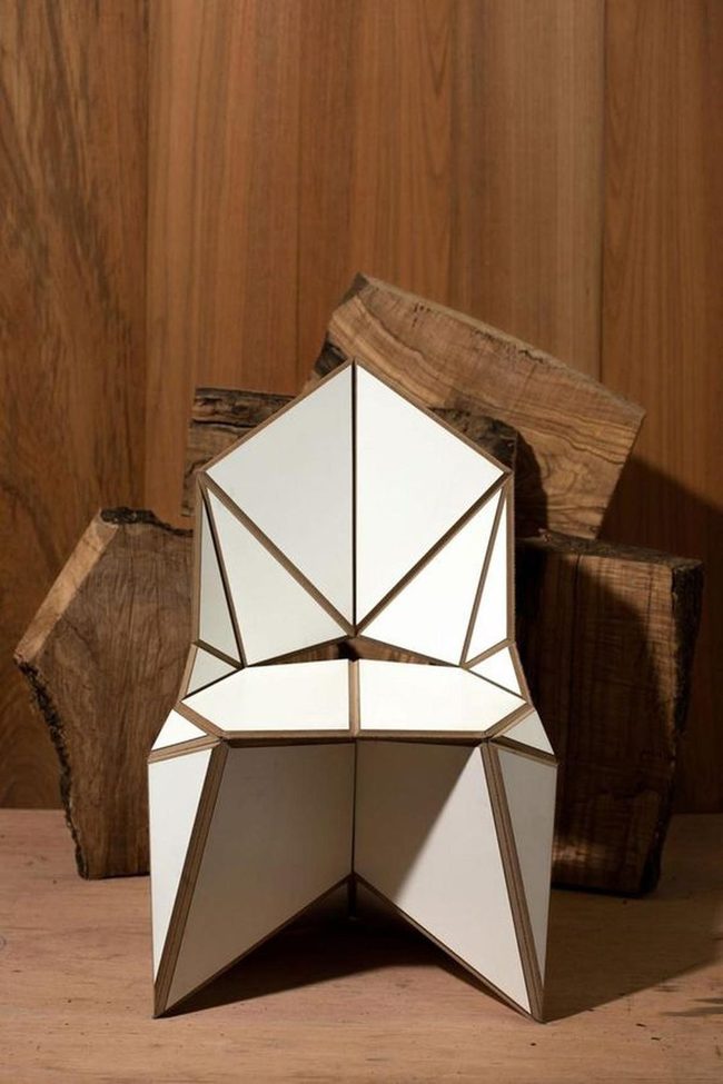 White Wood Geometry Chair