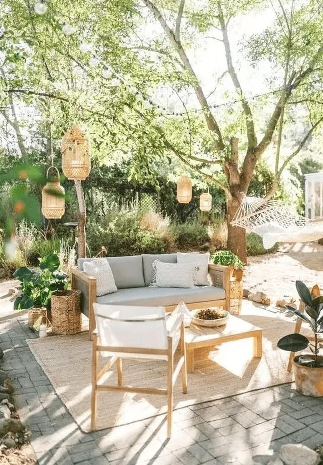 Brick Patio Beneath Leafy Branches