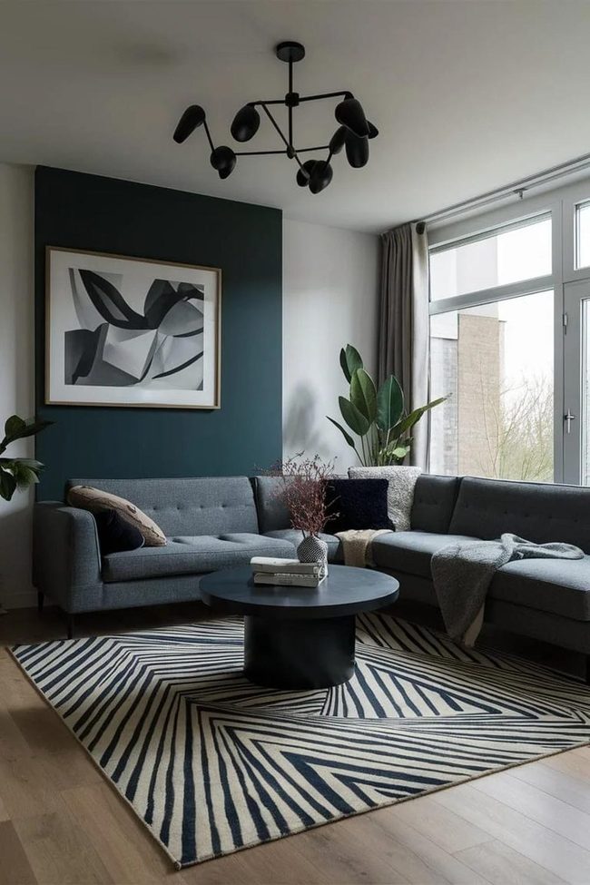 Geometric Sharp Lines Floor Statement