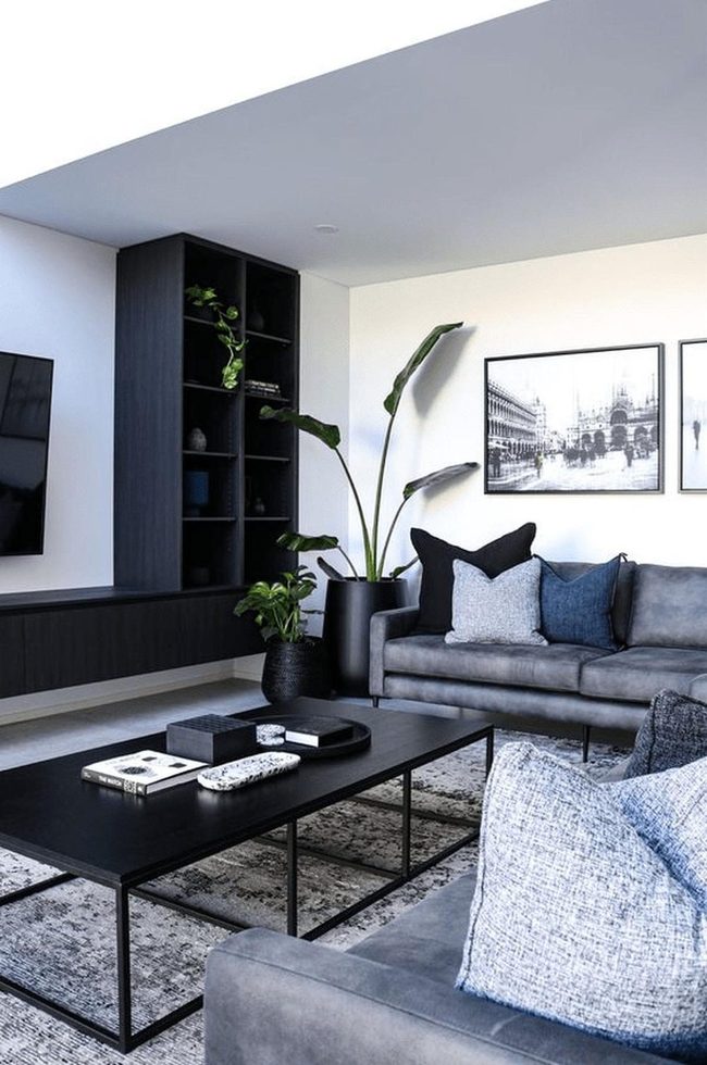 Dark Furniture Gray Rugs Greenery