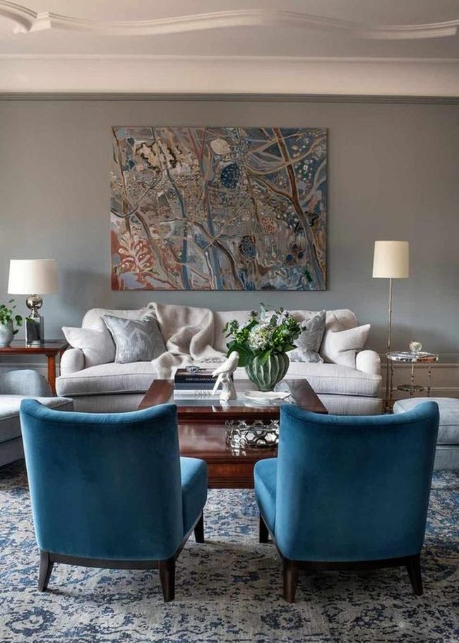 Abstract Painting Anchors Modern Interior