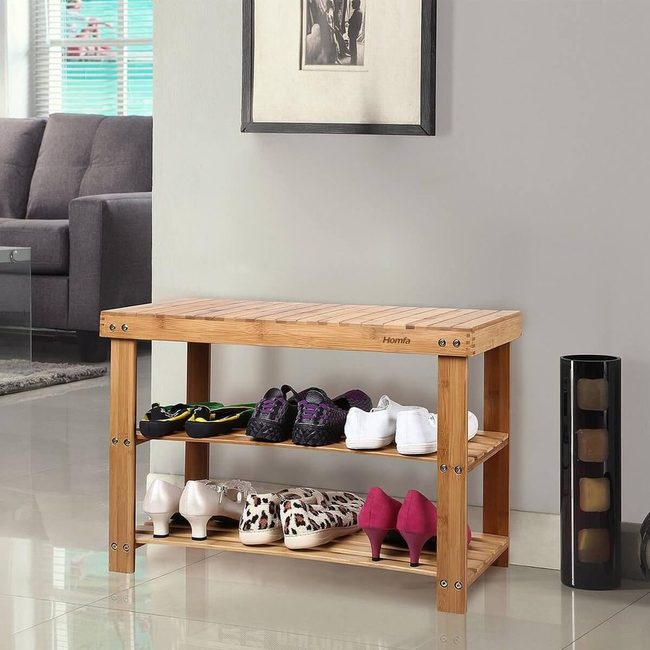 Natural Bamboo Coastal Shoe Rack