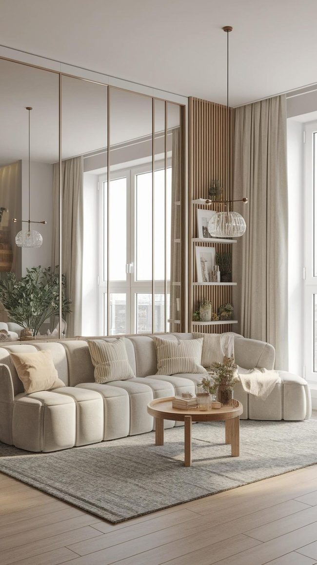 Mirrors And Vertical Shelving For Apartments