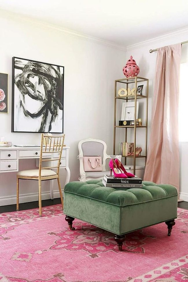 Pink And Green Velvet Bedroom