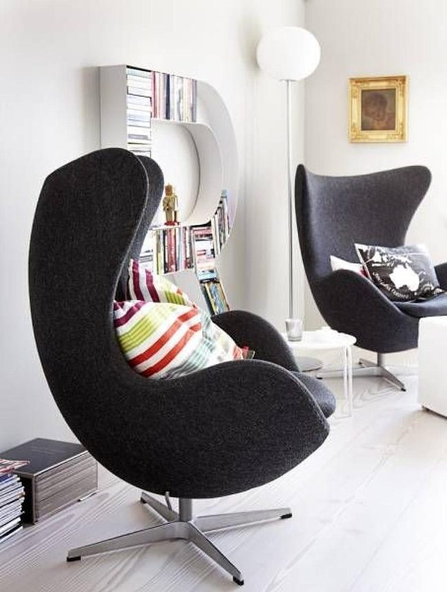 Black Armchairs With Colorful Pillow Accents