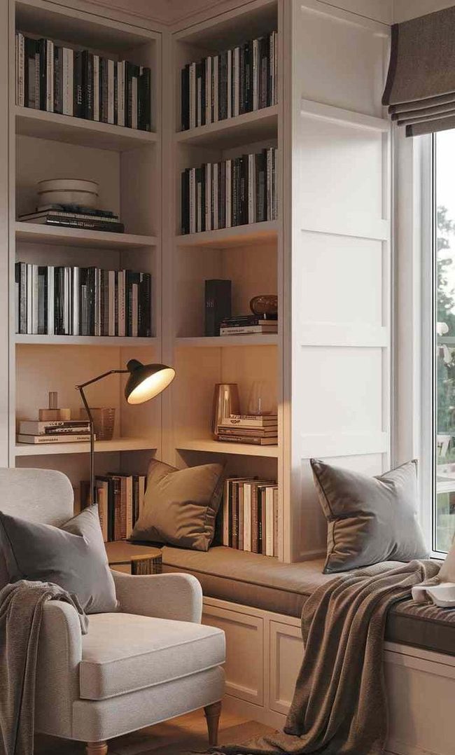 Cushioned Corner With Stacked Books