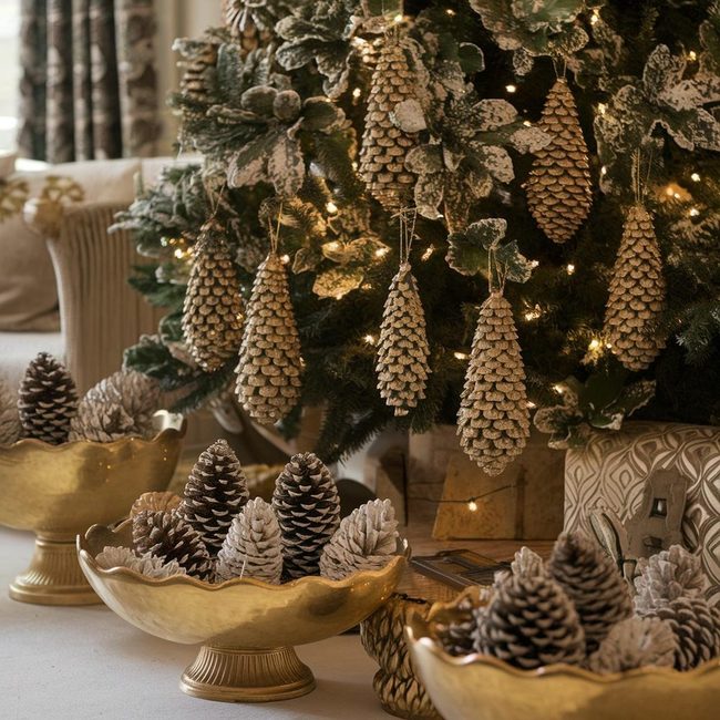 Golden Pinecones Catch The Light
