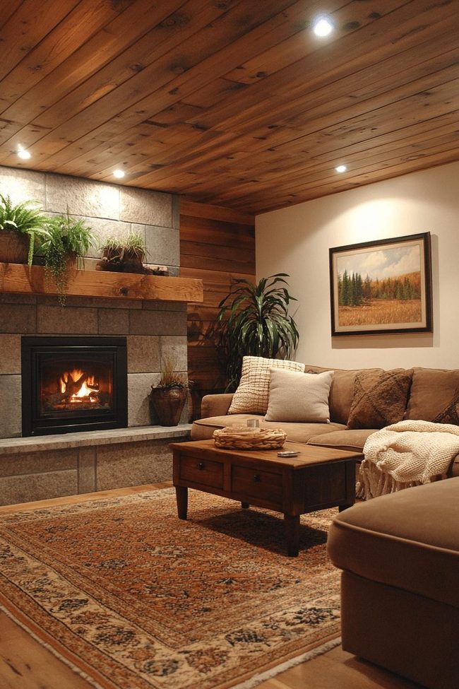 Green Basement With Recycled Furniture
