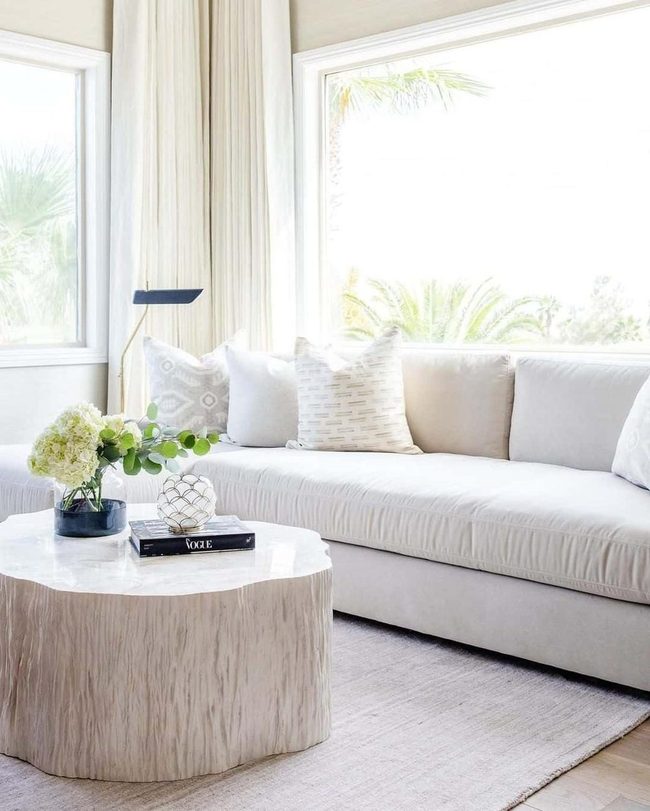 White Tree Trunk Modern Coffee Table