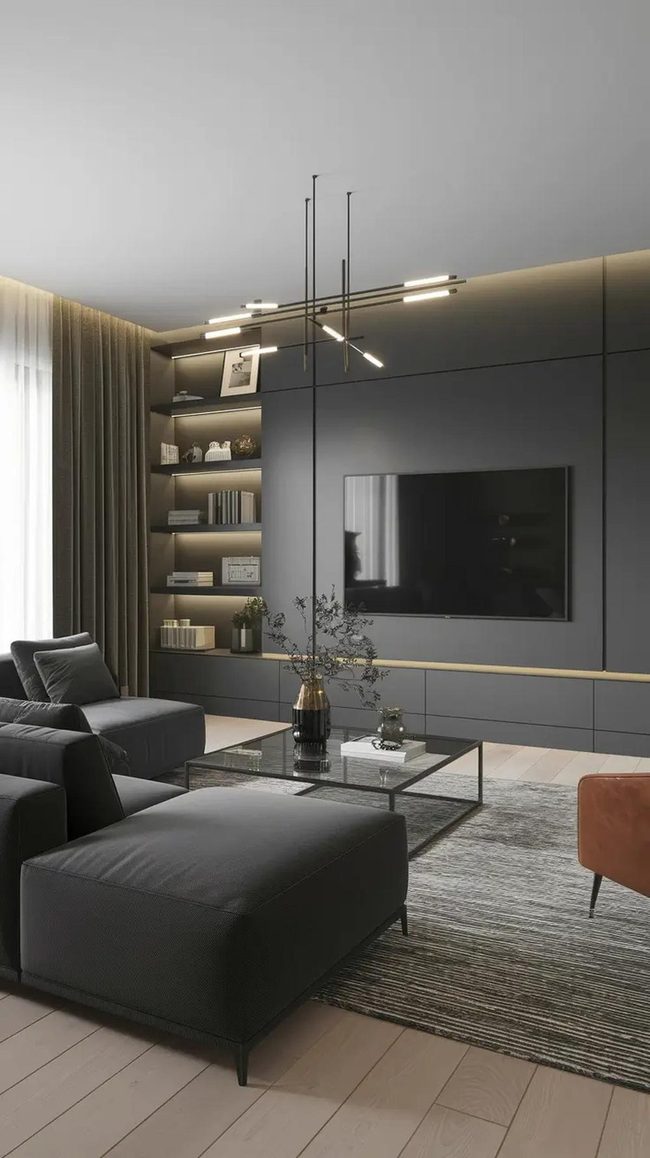 Grey Angular Geometry Living Rooms