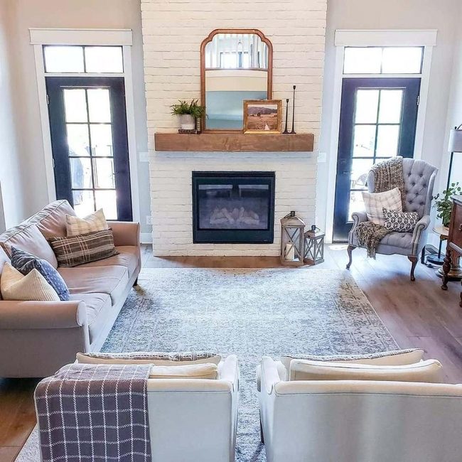 White Brick Fireplace Living Room
