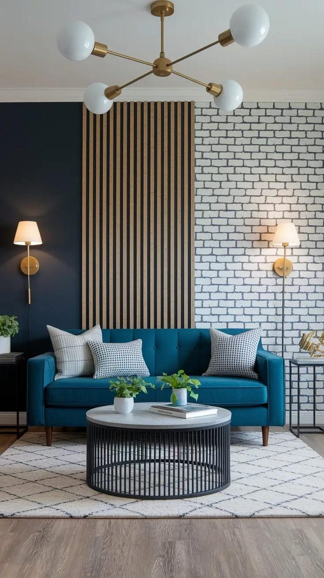 Navy Feature Wall With Dimensional Depth