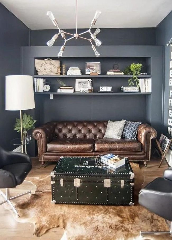Brown Leather Anchors Dark Modern Space