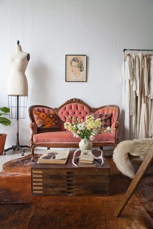 Pink Vintage Furniture With Natural Light