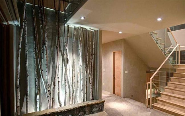 Birch Trees Against Gray Walls