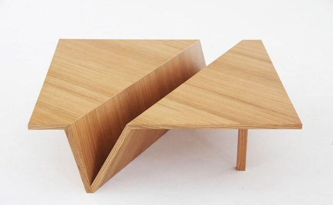 Geometric Wood Storage Tables