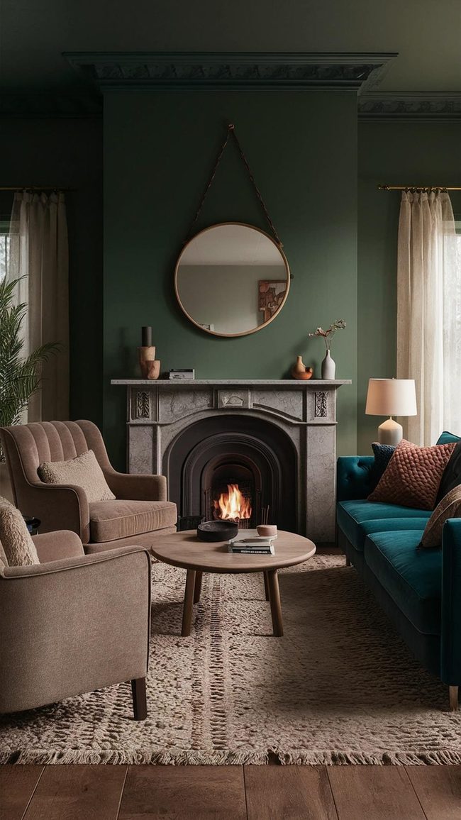 Cozy Dark Green Living Rooms