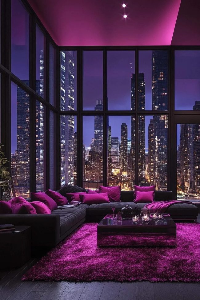 Purple City Skyline Living