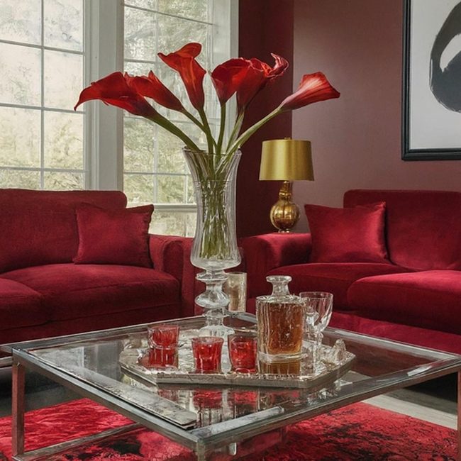 Red Accent Coffee Table Styling